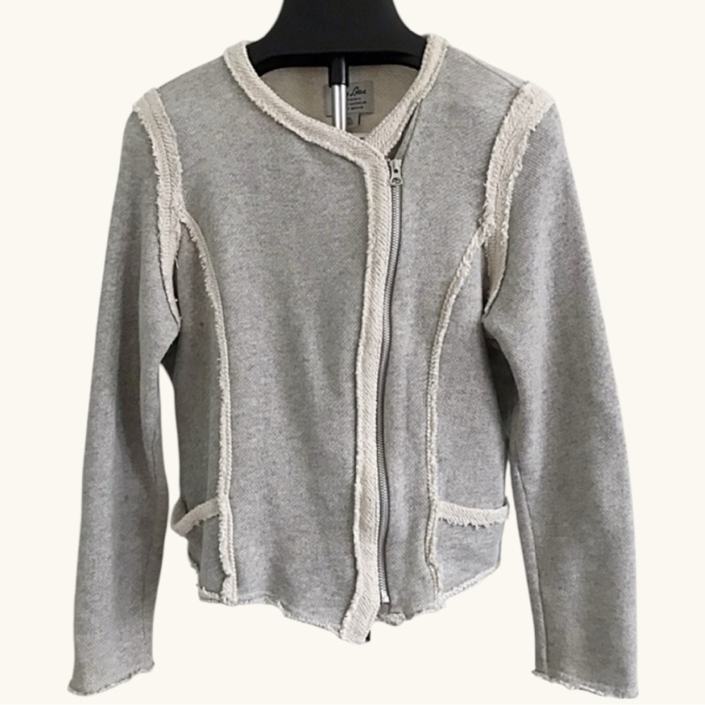 🤍 Lucky Lotus by Lucky Brand Soft Raw Edged Knit Zip Jacket – XL